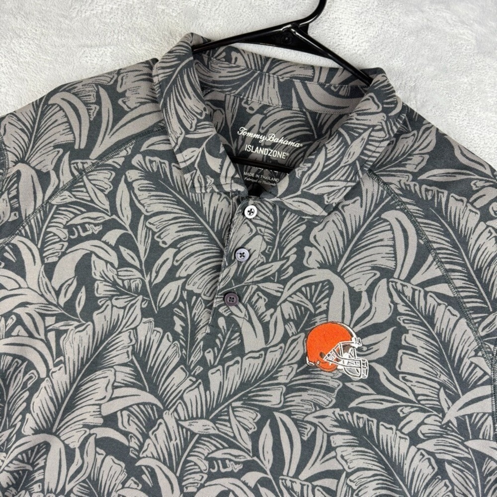 Cleveland Browns Tommy Bahama Polo Mens Large Islandzone Shirt Floral Gray